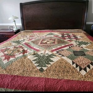 HANDMADE Patchwork Quilt Cal King Bear Claw Cabin Home Bedspread 90 x 108
